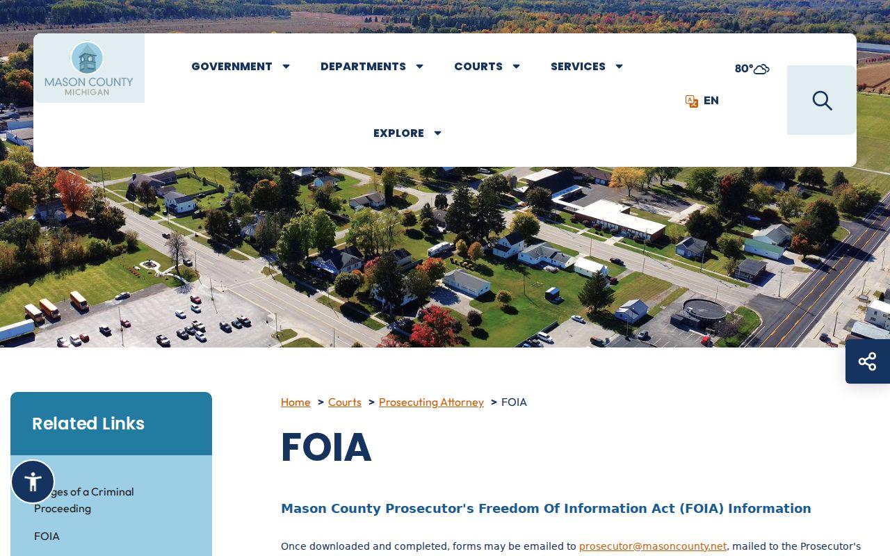 Mason County court case records through the prosecutor request channel