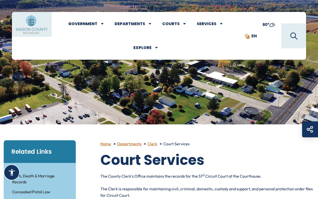 Mason County court case lookup through Clerk Court Services
