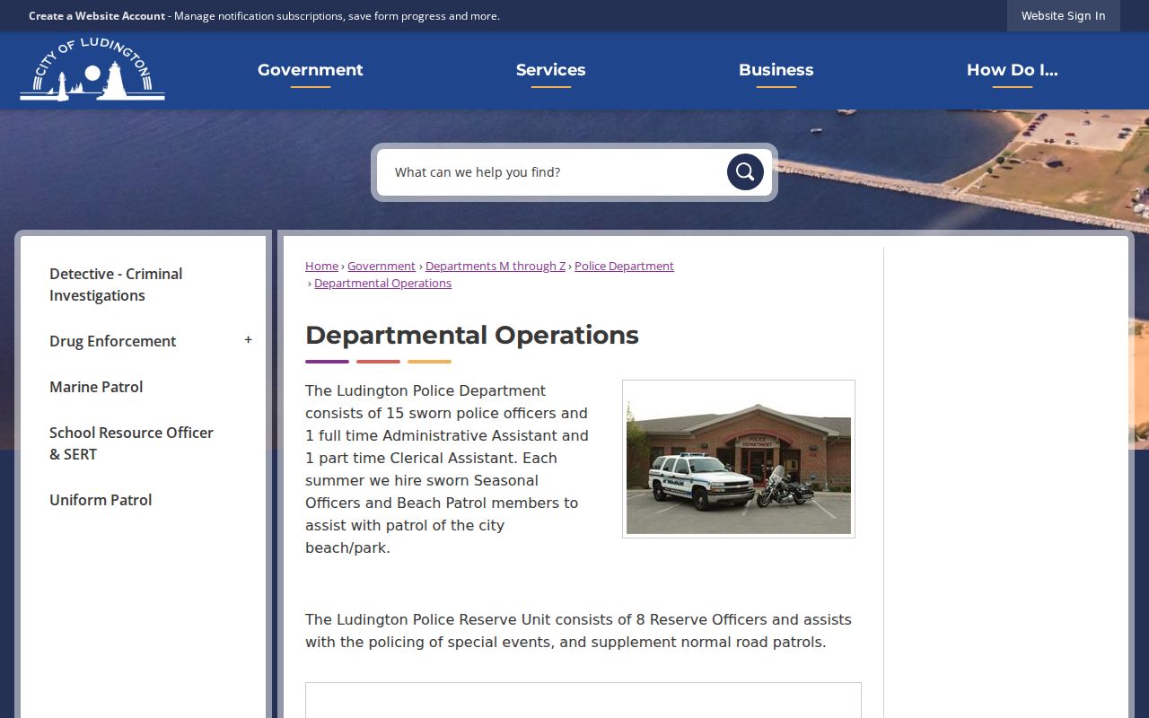 Ludington criminal records and police departmental operations
