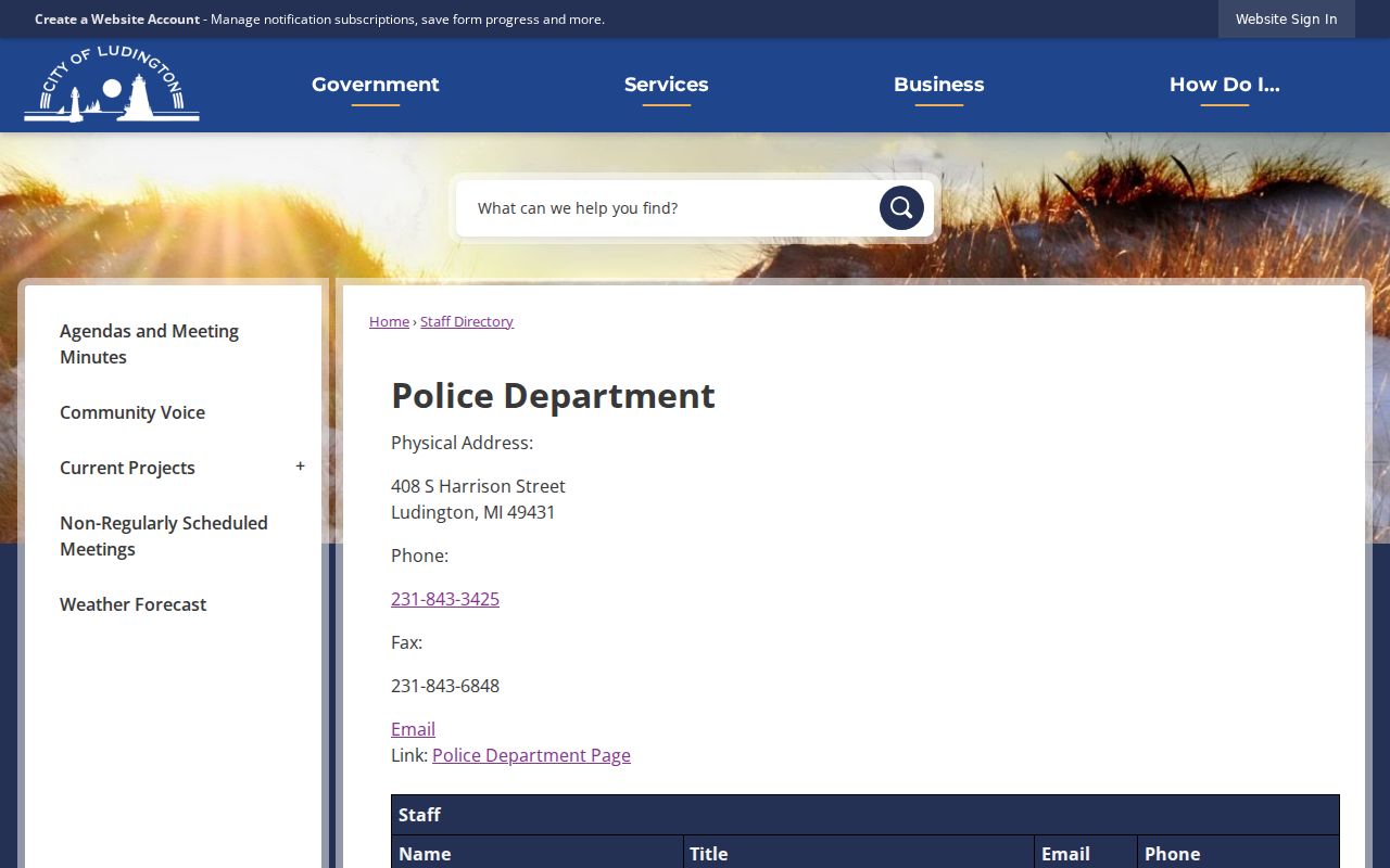 Ludington criminal records and police department directory