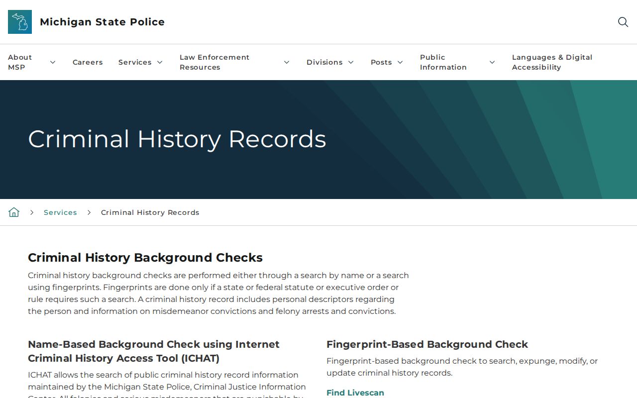 Michigan State Police Mason County criminal history information