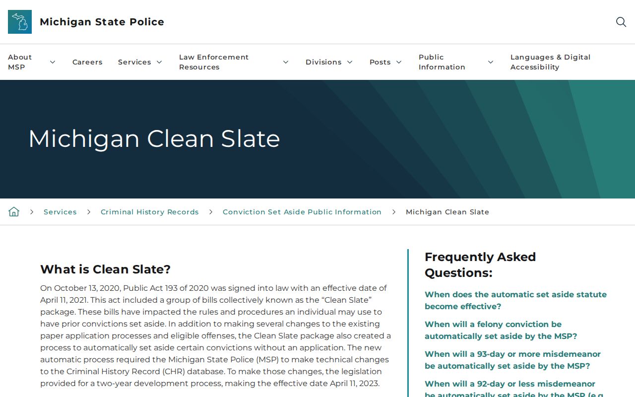 Michigan Clean Slate information for Mason County criminal records